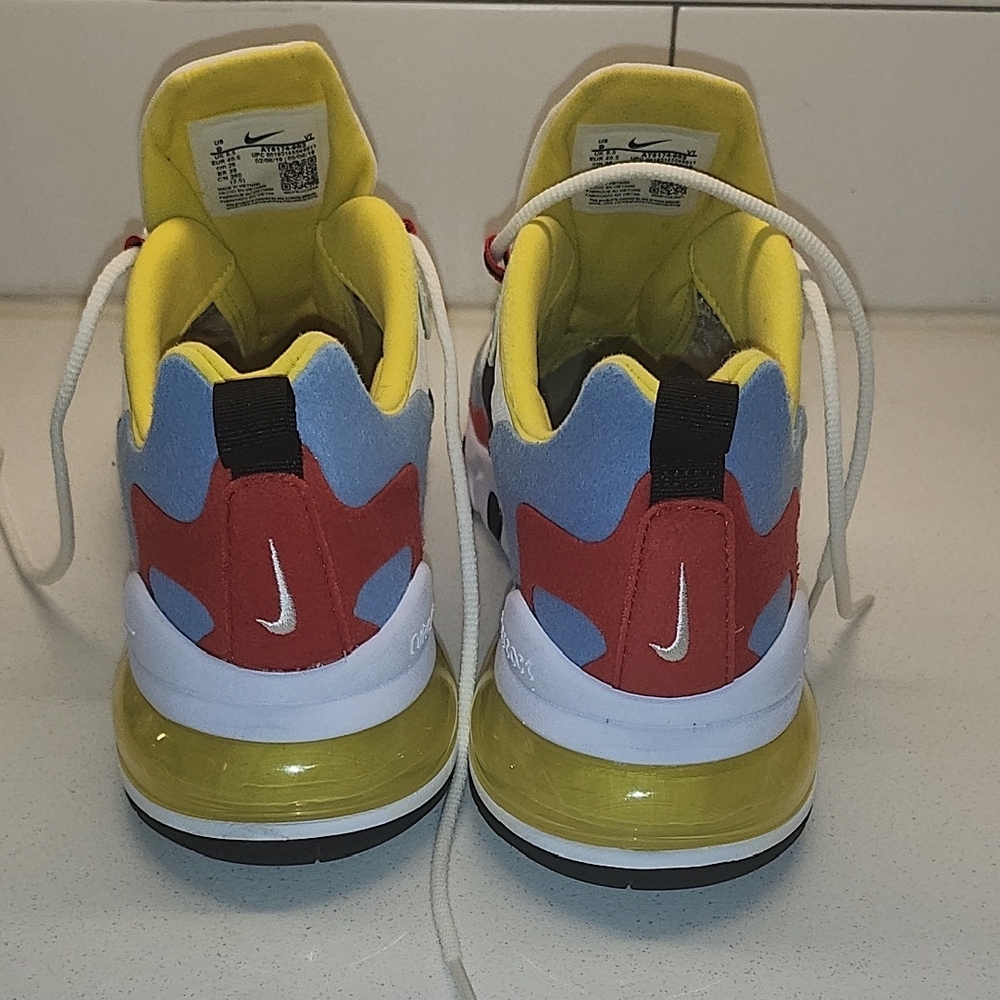 Nike WOMEN'S Air Max 270 React Sneakers - White, Blue, Yellow - Picture 5 of 7